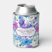 Colorful WaterColorS Summer Flowers Pattern Can Cooler