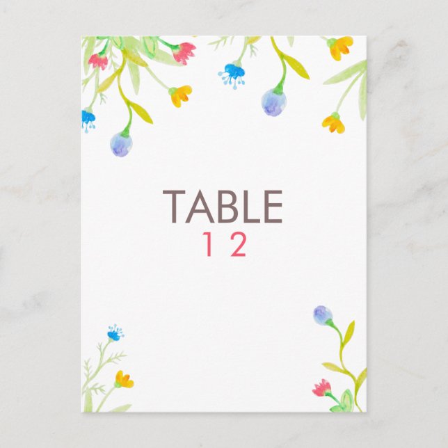 Colorful Watercolors Summer Flowers Postcard (Front)