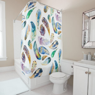 Colorful Watercolors Tribal Feather Pattern Shower Curtain
