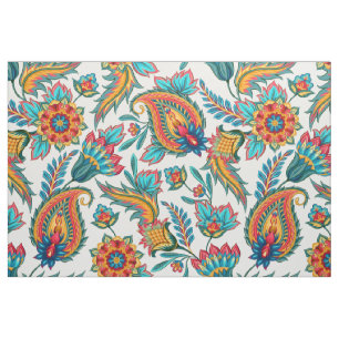 Colorful Watercolors Vintage Floral Paisley Fabric