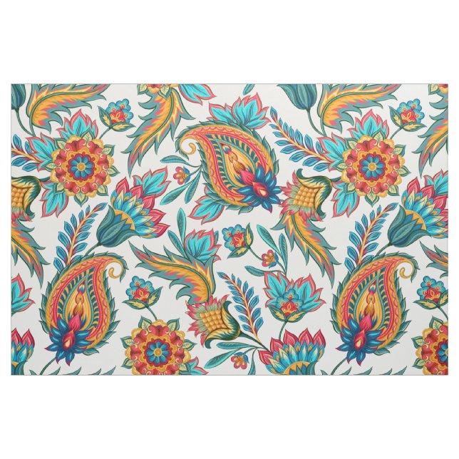 Colorful Watercolors Vintage Floral Paisley Fabric (Yard)