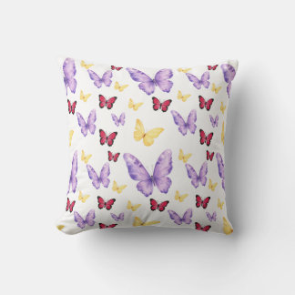 Colorful Watercolour Butterfly Pattern Throw Pillow