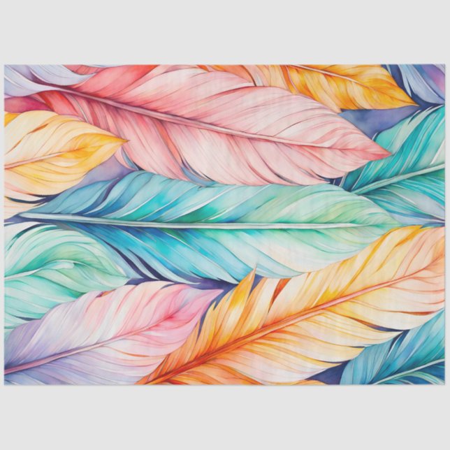Colorful Watercolour Feather Art Tissue Paper (Front)