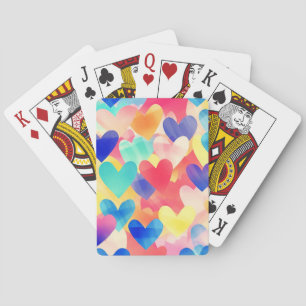 Colorful Watercolour Hearts Poker Cards