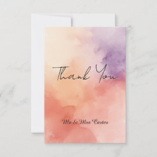 Colorful Watercolour Ink Splash Boho Wedding Than Thank You Card