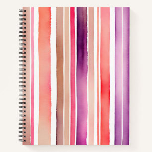 Colorful Watercolour Stripes Spiral Notebook
