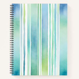 Colorful Watercolour Stripes Spiral Notebook