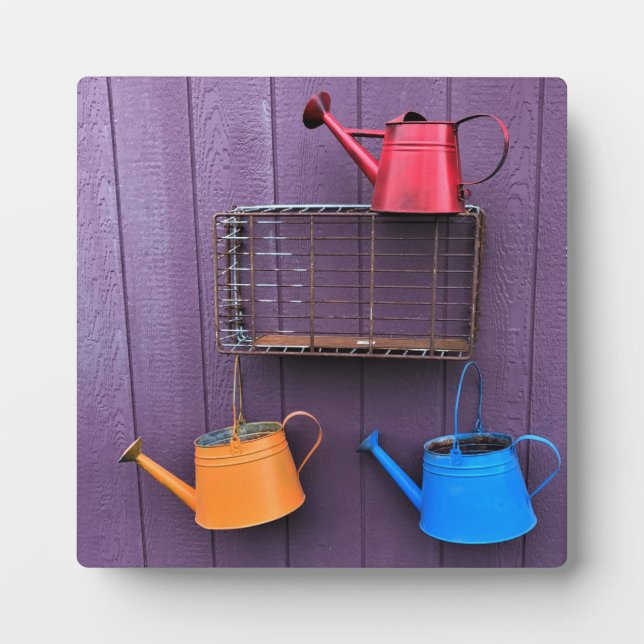 Colorful Watering Cans Plaque (Front)