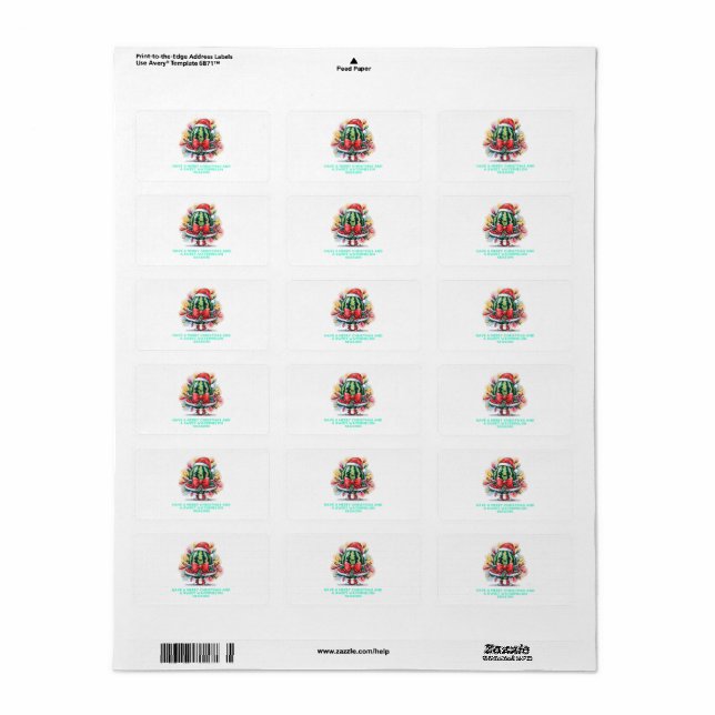 Colorful watermelon Christmas tree Label (Full Sheet)