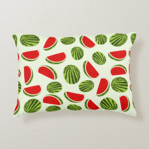 Colorful Watermelon Summer Fruit Pattern Accent Pillow