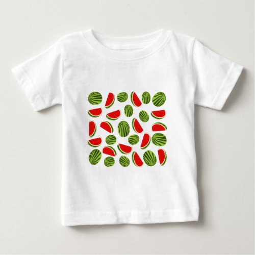 Colorful Watermelon Summer Fruit Pattern Baby T_Shirt