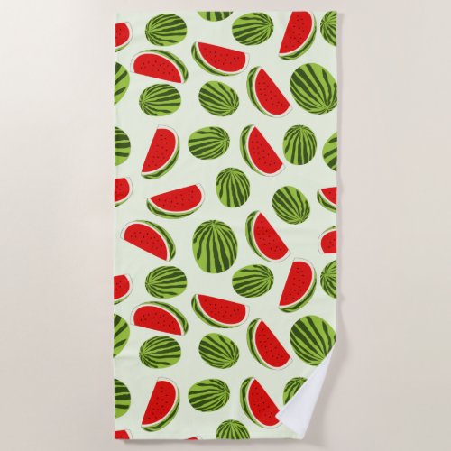 Colorful Watermelon Summer Fruit Pattern Beach Towel