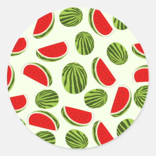 Colorful Watermelon Summer Fruit Pattern Classic Round Sticker