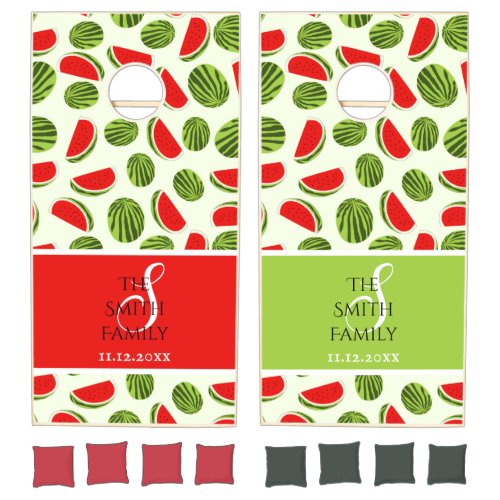 Colorful Watermelon Summer Fruit Pattern Cornhole Set