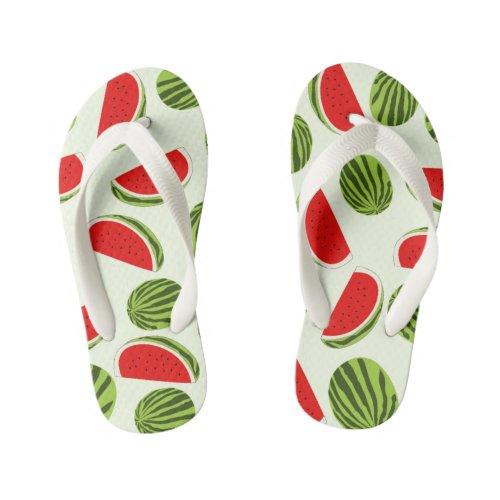 Colorful Watermelon Summer Fruit Pattern Kids Flip Flops