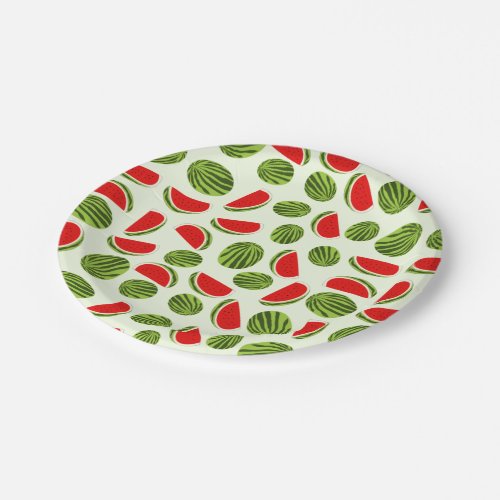 Colorful Watermelon Summer Fruit Pattern Paper Plates
