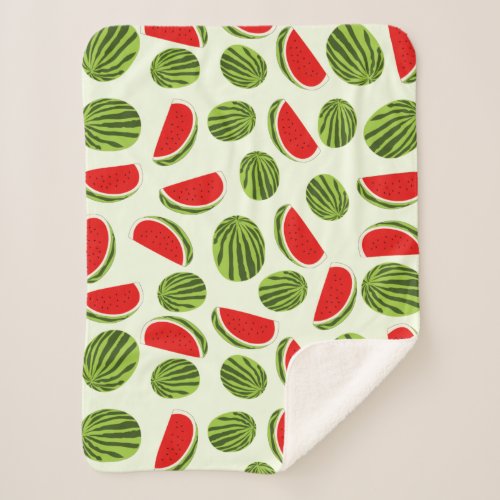 Colorful Watermelon Summer Fruit Pattern Sherpa Blanket