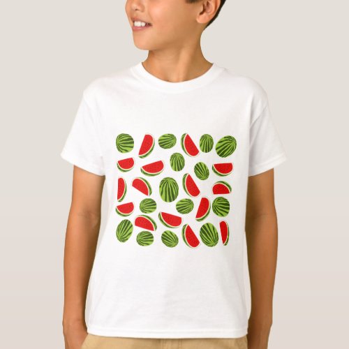 Colorful Watermelon Summer Fruit Pattern T_Shirt