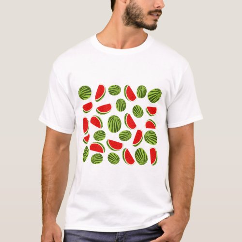 Colorful Watermelon Summer Fruit Pattern T_Shirt