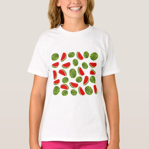 Colorful Watermelon Summer Fruit Pattern T_Shirt