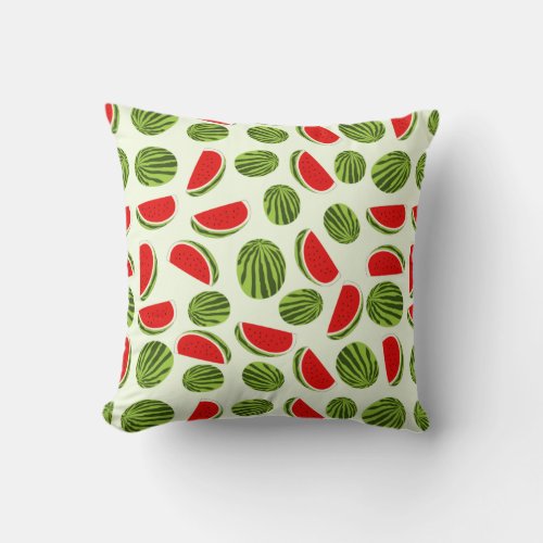 Colorful Watermelon Summer Fruit Pattern Throw Pillow