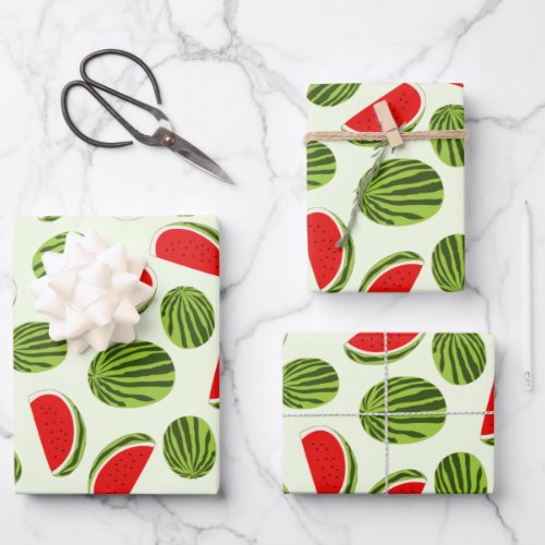 Colorful Watermelon Summer Fruit Pattern Wrapping Paper Sheets