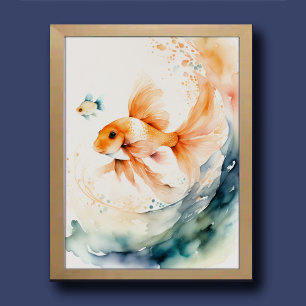 Colorful Waterolor Goldfish Poster