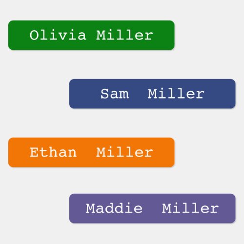 Colorful waterproof name labels for school daycare