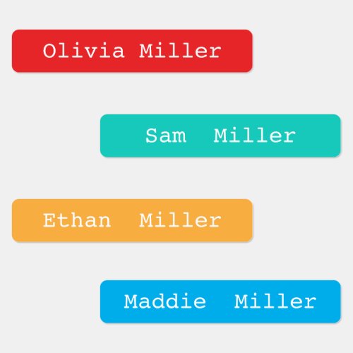 Colorful waterproof name labels for school daycare