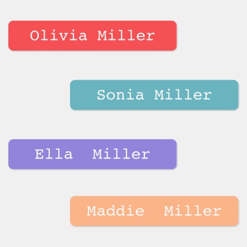 Colorful waterproof name labels school daycare