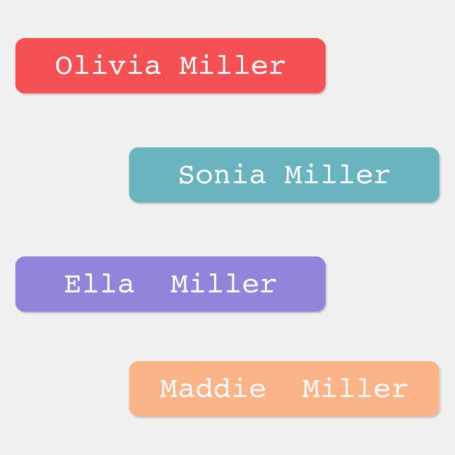 Colorful waterproof name labels school daycare (Group)