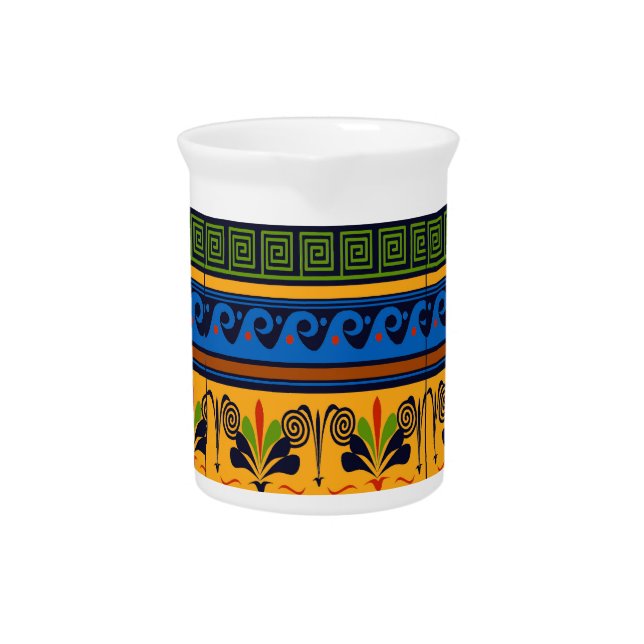 Colorful Wave and Flowers Beverage Pitcher (Front)