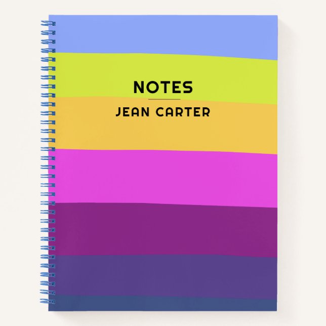 Colorful Wave Design Custom Text Notebook (Front)