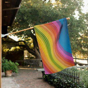 Colorful Wave House Flag