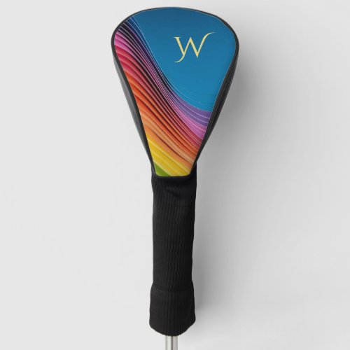 Colorful Wave Initial Golf Head Cover
