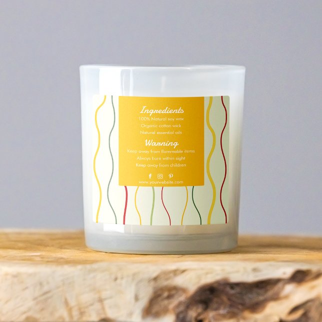 Colorful Wave Lines Abstract Candle Label (Back) (Creator Uploaded)