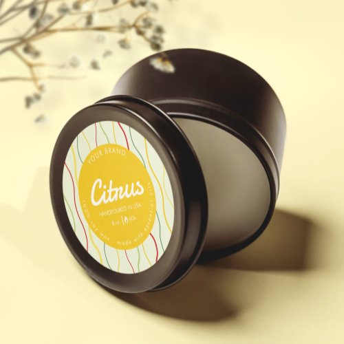 Colorful Wave Lines Abstract Circle Candle Label