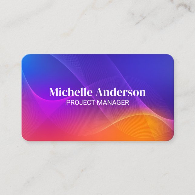 Colorful Wave Lines Background Business Card (Front)