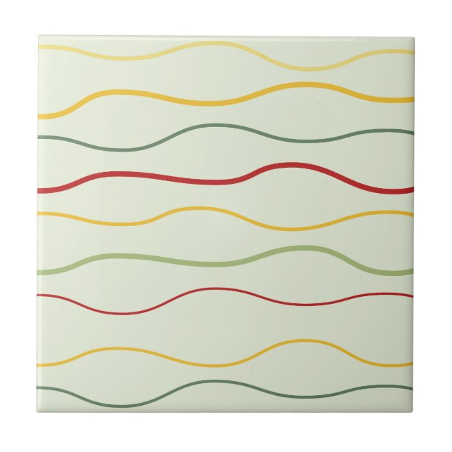 Colorful Wave Lines Pattern Ceramic Tile (Front)