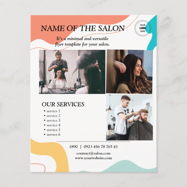Colorful Wave Modern Salon Flyer (Front)