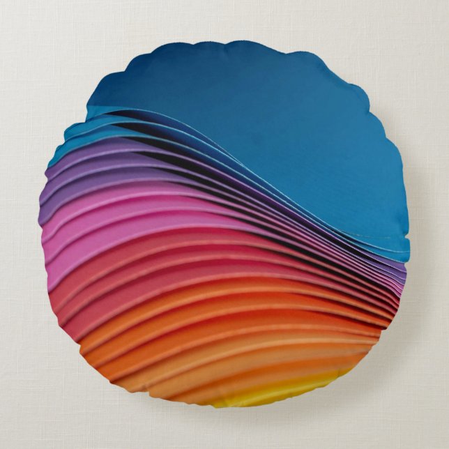 Colorful Wave Round Pillow (Front)