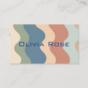 Colorful Wave Stripes QR Code Chic Business Card