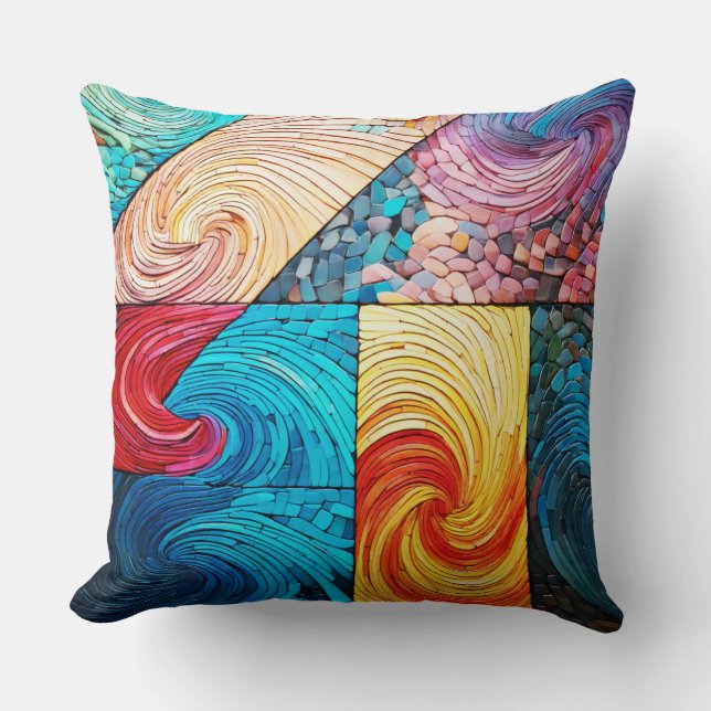 colorful wave throw pillow (Front)
