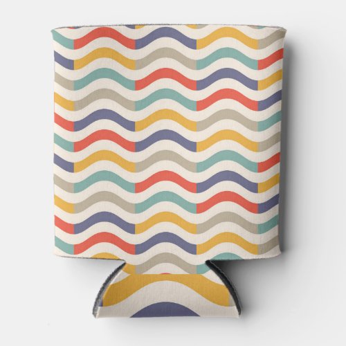 Colorful Wave Vintage Abstract Pattern Can Cooler