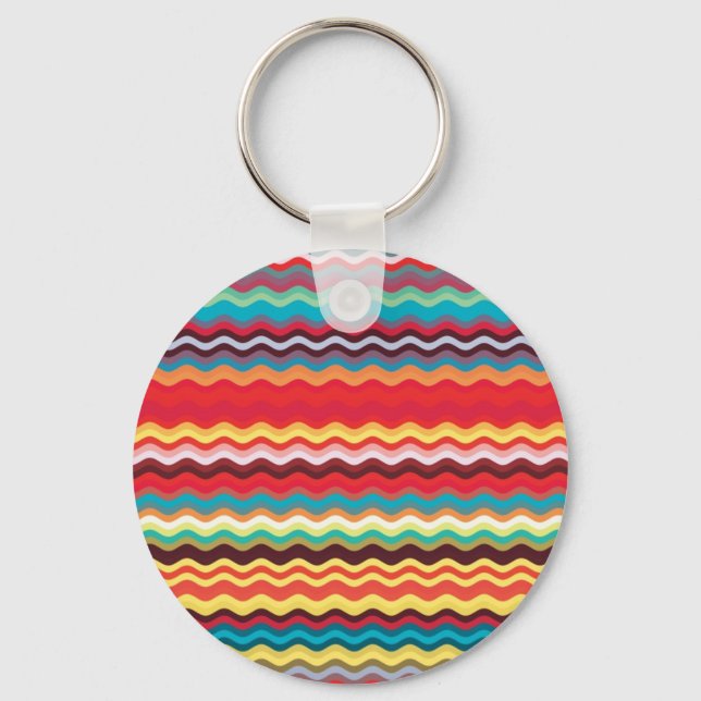 Colorful Wave Zig Zag Pattern Keychain (Front)
