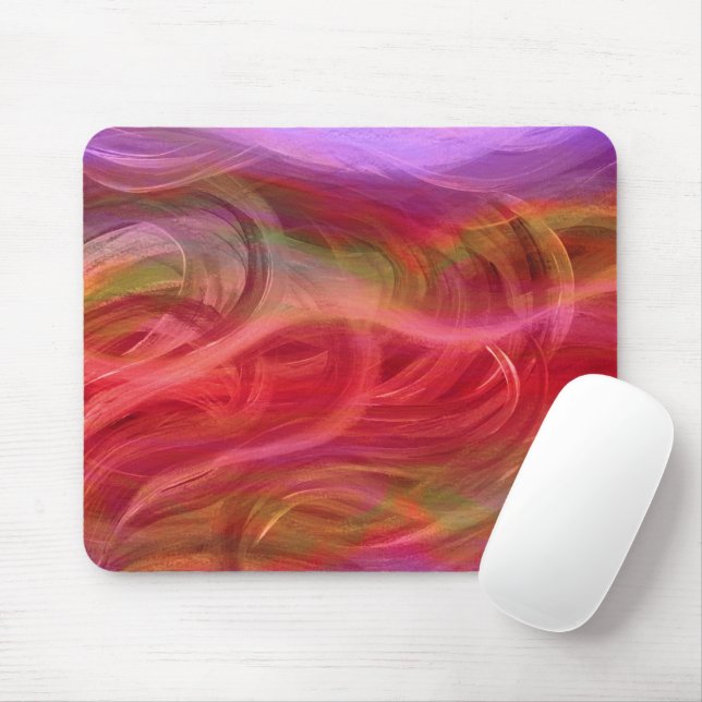 Colorful Waves Abstract Art Mousepad (With Mouse)