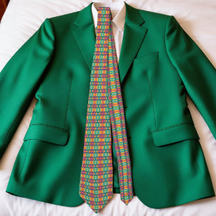 Colorful Waves And Diamonds Neck Tie