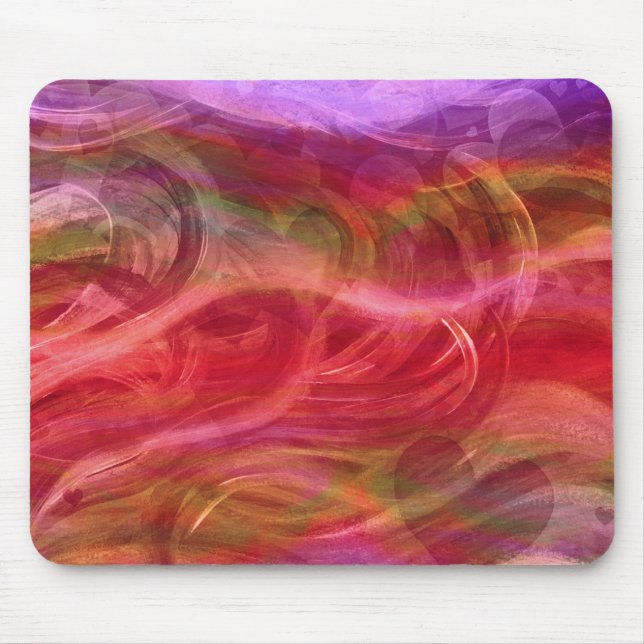 Colorful Waves and Hearts Mousepad (Front)