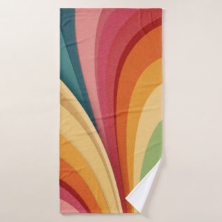Colorful waves and shapes in design bath towel