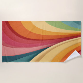Colorful waves and shapes in design beach towel